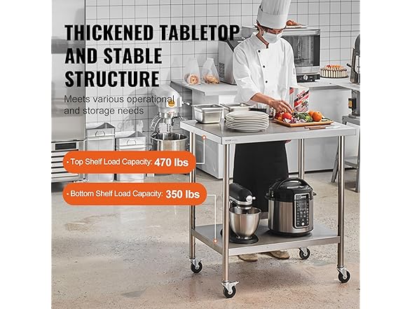 VEVOR Stainless Steel Work Table 30 x 18 x 38 Inch