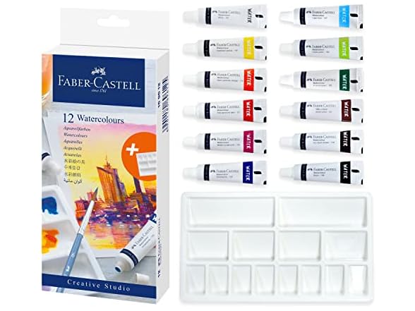 Faber-Castell Watercolor Paint Set - 12 Liquid Paint Tubes