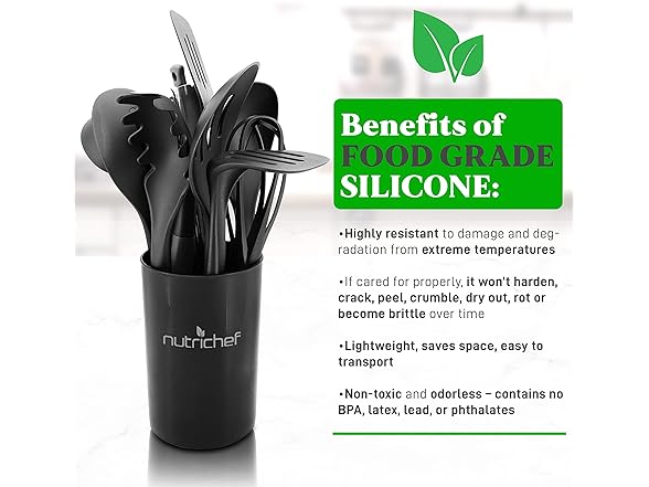 NutriChef 10-Piece Kitchen Cooking Utensils Set 