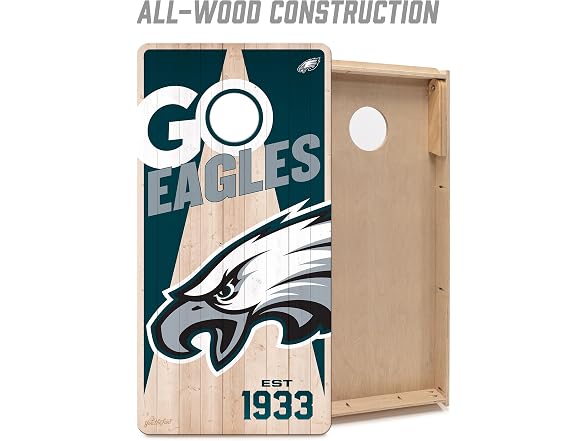 YouTheFan NFL Eagles 2' x 4' Wood Cornhole Set