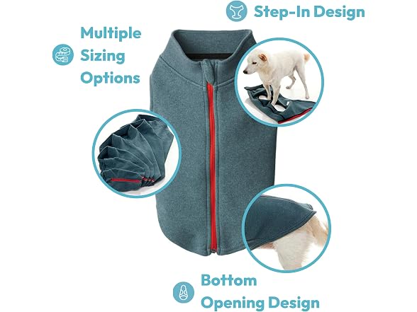 Gooby Zip-Up Microfiber Fleece Dog Sweater,