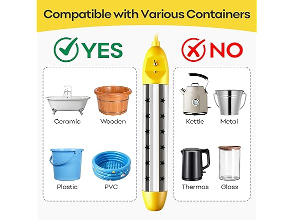 Ostutry Immersion Water Heater 1500W