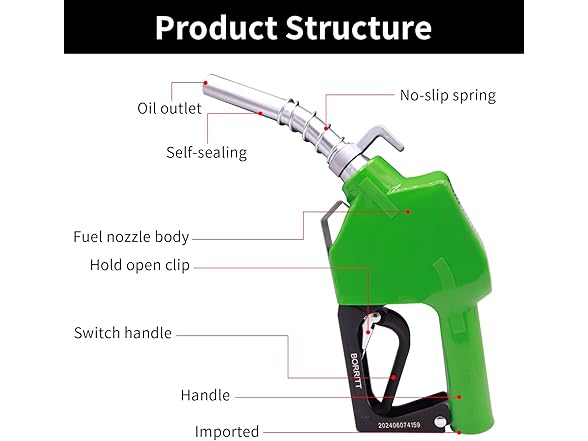 BORRITT 3/4" Auto Shut-Off Fuel Nozzle