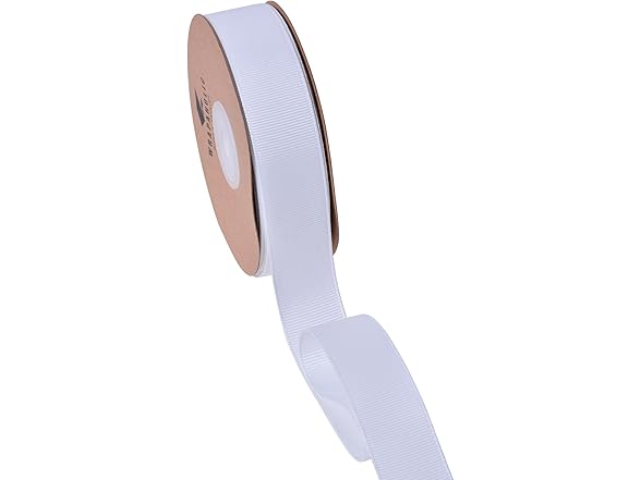 WRAPAHOLIC White 7/8" X 25 Yards Grosgrain Ribbon