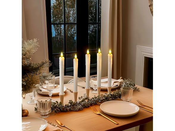 Homemory Real Wax LED Flameless Taper Candles with Timer
