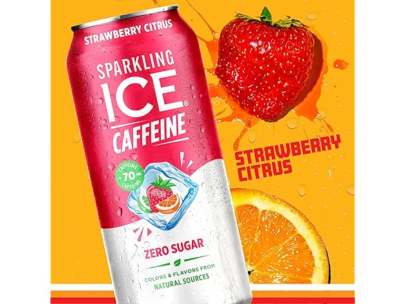 12PK Sparkling Ice Caffeine Strawberry Citrus