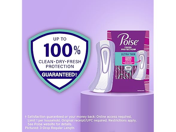 Poise Ultra Thin Incontinence Pads Moderate 144ct