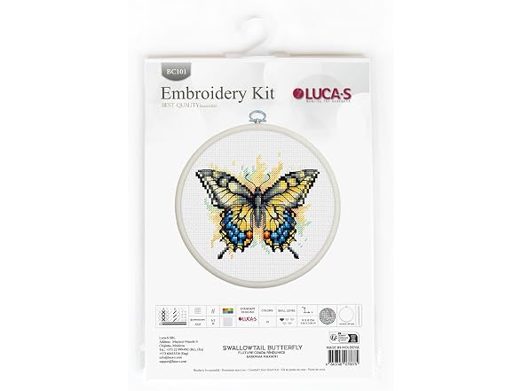 Luca-S Cross Stitch Kit with Hoop Butterfly - Gallery 2