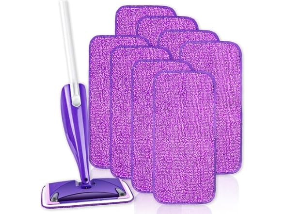 8 Pack Reusable Microfiber Mop Refill Pads Compatible for Swiffer Wet Jet  12 Wetjet Spray Mop Replacement Head Dry Wet Mopping Cloths for Hardwood