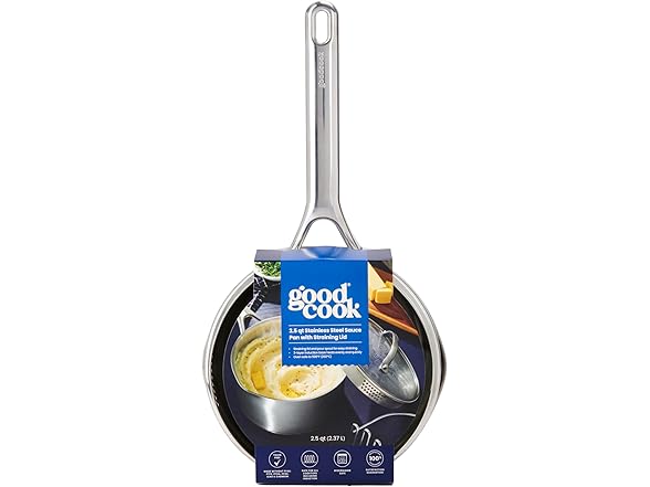 GoodCook Stainless Steel Sauce Pan with Strainer Lid 