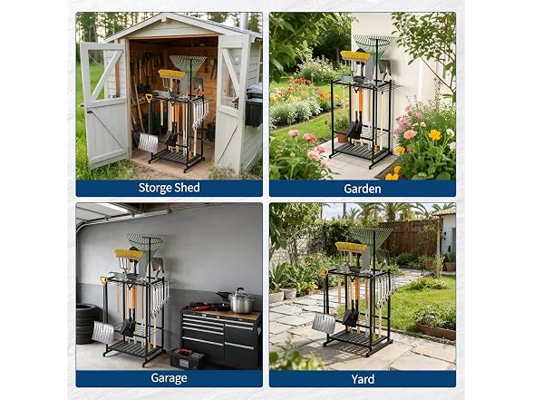 Garden Tool Organizer,3 Tier Yard Storage Rack