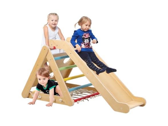 Hipicute 2 in 1 Wooden Climbing Toy
