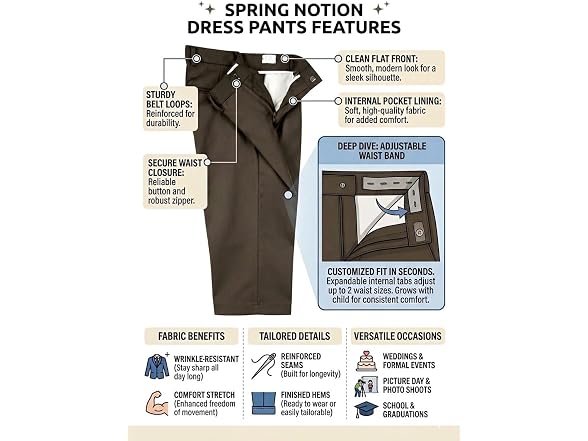 Spring Notion Boys (18 MOS) Flat Front Dress Pants
