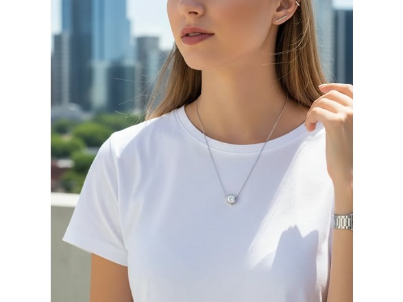 Hexagon 6 Prong Moissanite Necklace