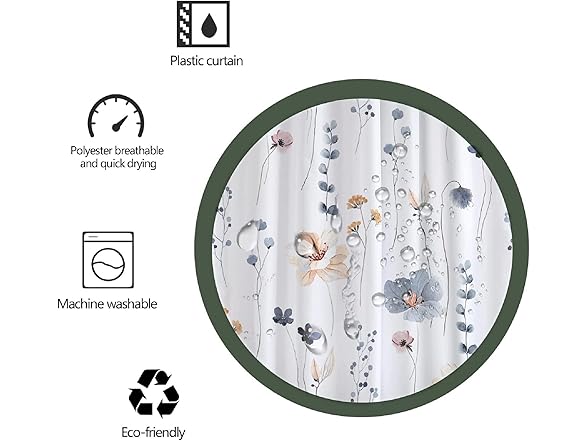Floral Shower Curtain Set Blue 72x72