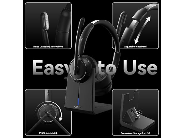 LEVN Wireless Headset with Mic for Work - Gallery 6
