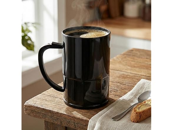 Fun Express 14 oz. Black Reusable Plastic Mugs - 12 Piece