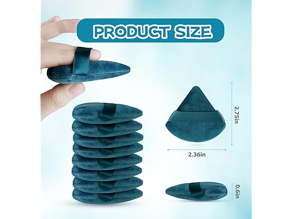 MMQ 8 Pieces Triangle Powder Puff Black and Peacock