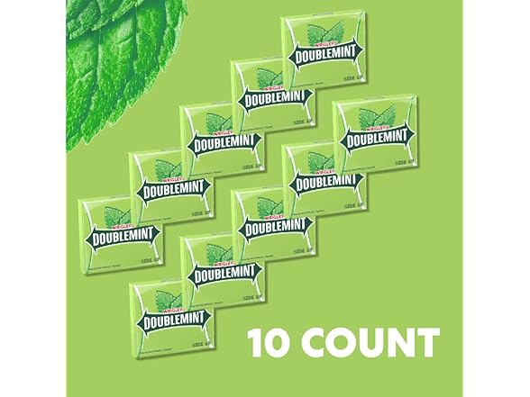 10PK WRIGLEY'S DOUBLEMINT Mint Gum Chewing Gum