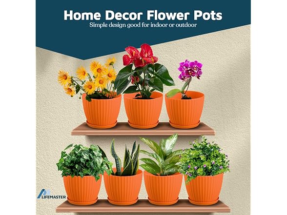 Lifemaster 6" Plant Pots with Drainage, 24 Pack