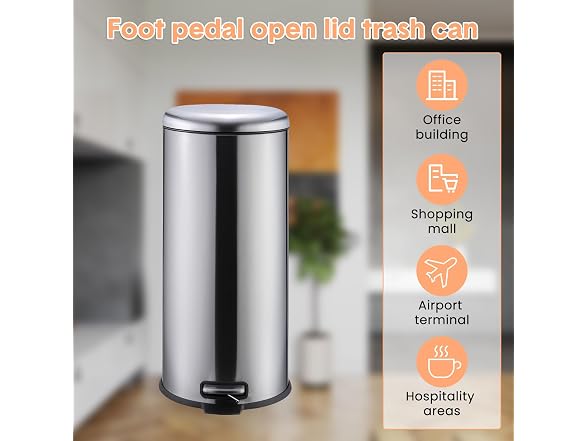 MOVECOM Stainless Steel Indoor Recycling Bin – 8 Gallon