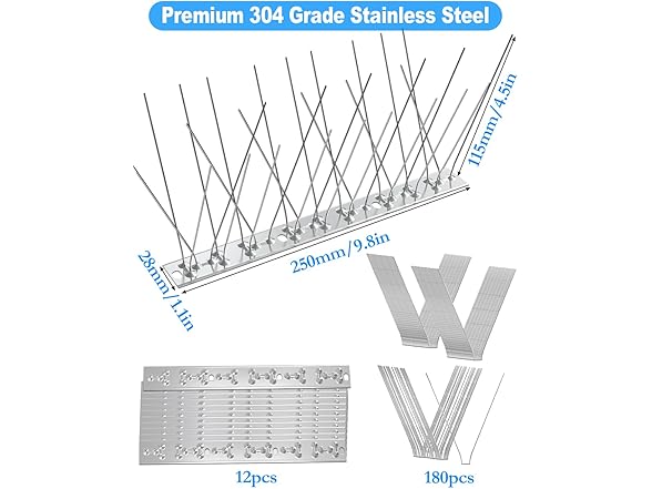 Bird Spikes with Stainless Steel Base