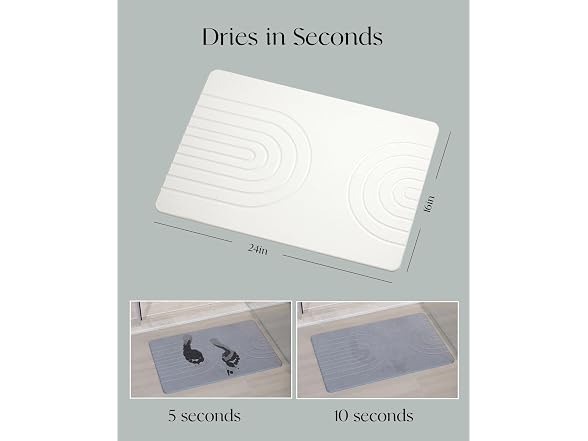 White Bathroom Stone Mat 24"x16" 2 Pack