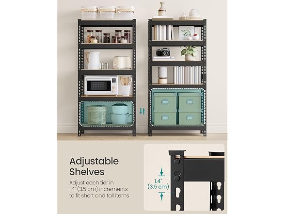 SONGMICS 5-Tier Storage Shelves, Adjustable,Load 2310 lb