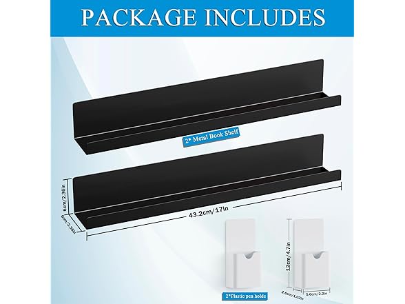 Magnetic Book Shelf 2pk Metal