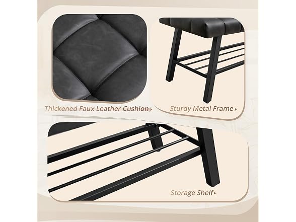 Lue Bona 45" Entryway Bench Black