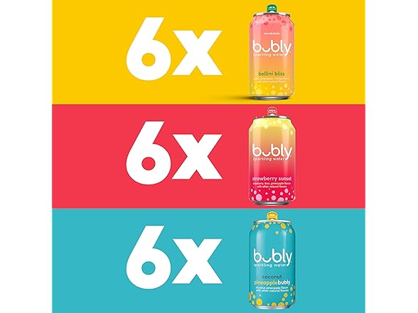 18PK bubly, 3 Flavor Variety Pack