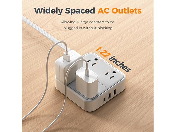 TESSAN 900J Power Strip 5ft Cord (4 Outlets, 3 USB)