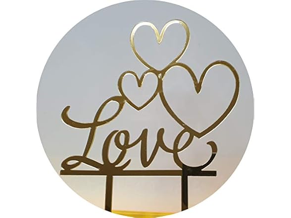 Love CakeTopper Gold Acrylic (3-Heart)
