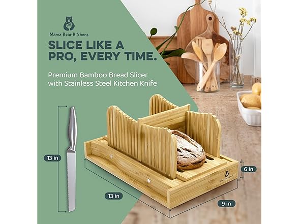 Bamboo Bread Slicing Guide with Knife