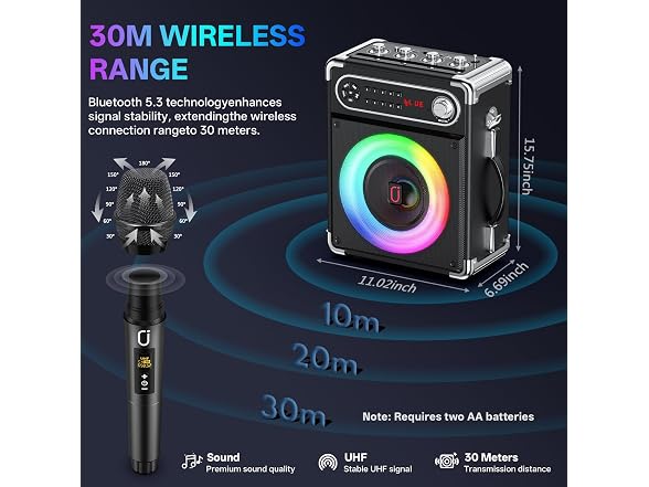 JYX 200W Karaoke Machine Wireless Mics