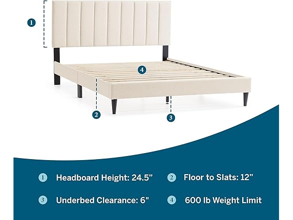 Lucid King Bedframe with Headboard