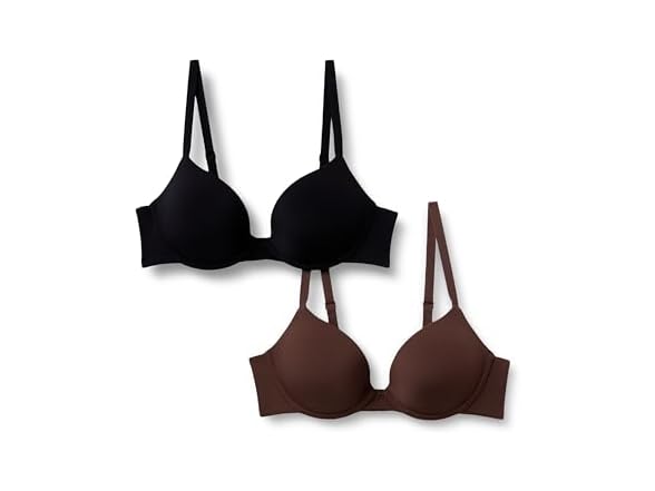 Lined Push Up Plunge Bra, Pack of 2