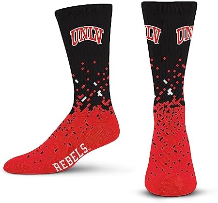 For Bare Feet NCAA UNLV REBELS Spray Zone Crew Sock Team Color Large