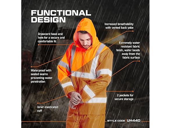 Portwest Hi-Vis Rain Jacket Viz Insulat