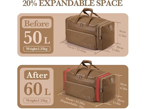 SHOWKOO Coffee 60L Duffle Bag