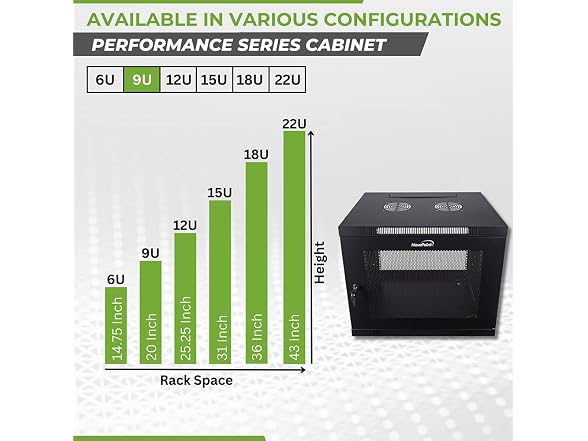 NavePoint 9U Server Cabinet Wall Mount