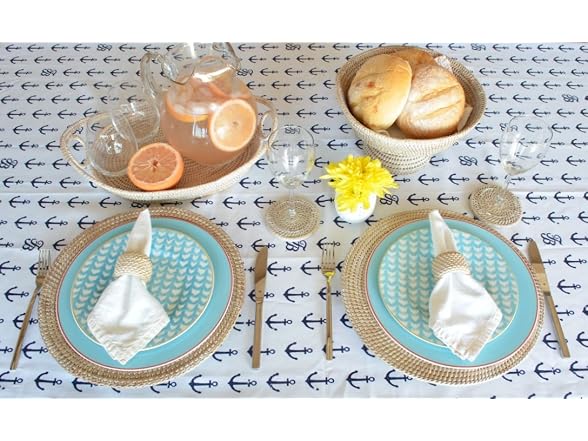 KOUBOO Round Rattan Charger Plate, White Wash (Pack of 2)