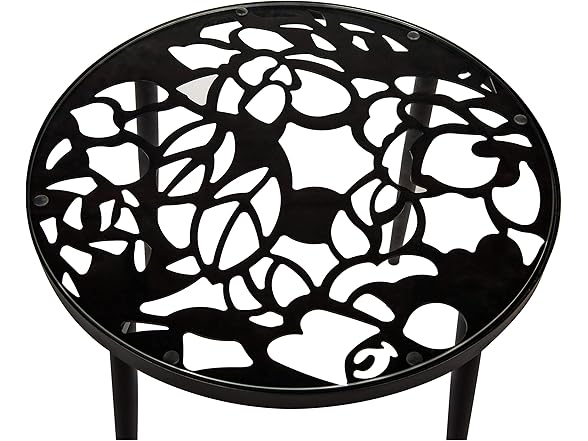 LeisureMod DT20 End Table, Glass Top with Tree Design