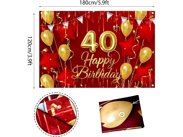 NC 40th Birthday Backdrop Banner