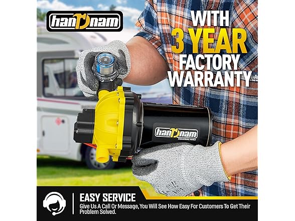 Handnam RV Water Pump - 6.5GPM 70PSI 12V DC, Fi