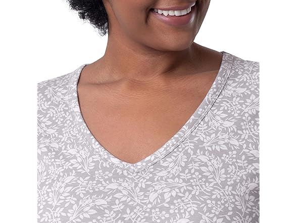 Lee Women's Grey/Berry V-Neck Tee (XL)
