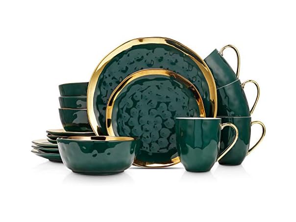 $39.99, Was $124.95, 67% Off! Stone Lain Florian 16 Piece Dinnerware Set Green dealfomo