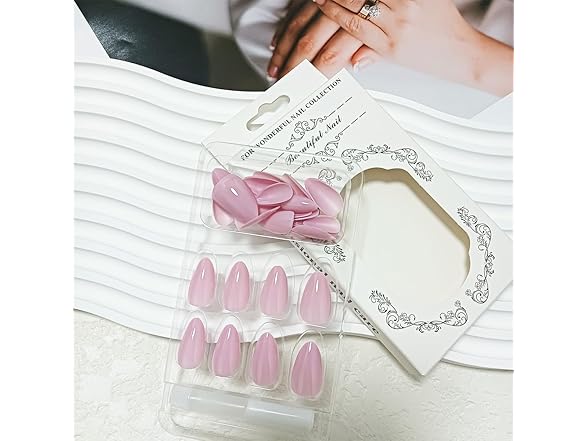 Almond Press On Nails Short (Pink, 30 Pcs)