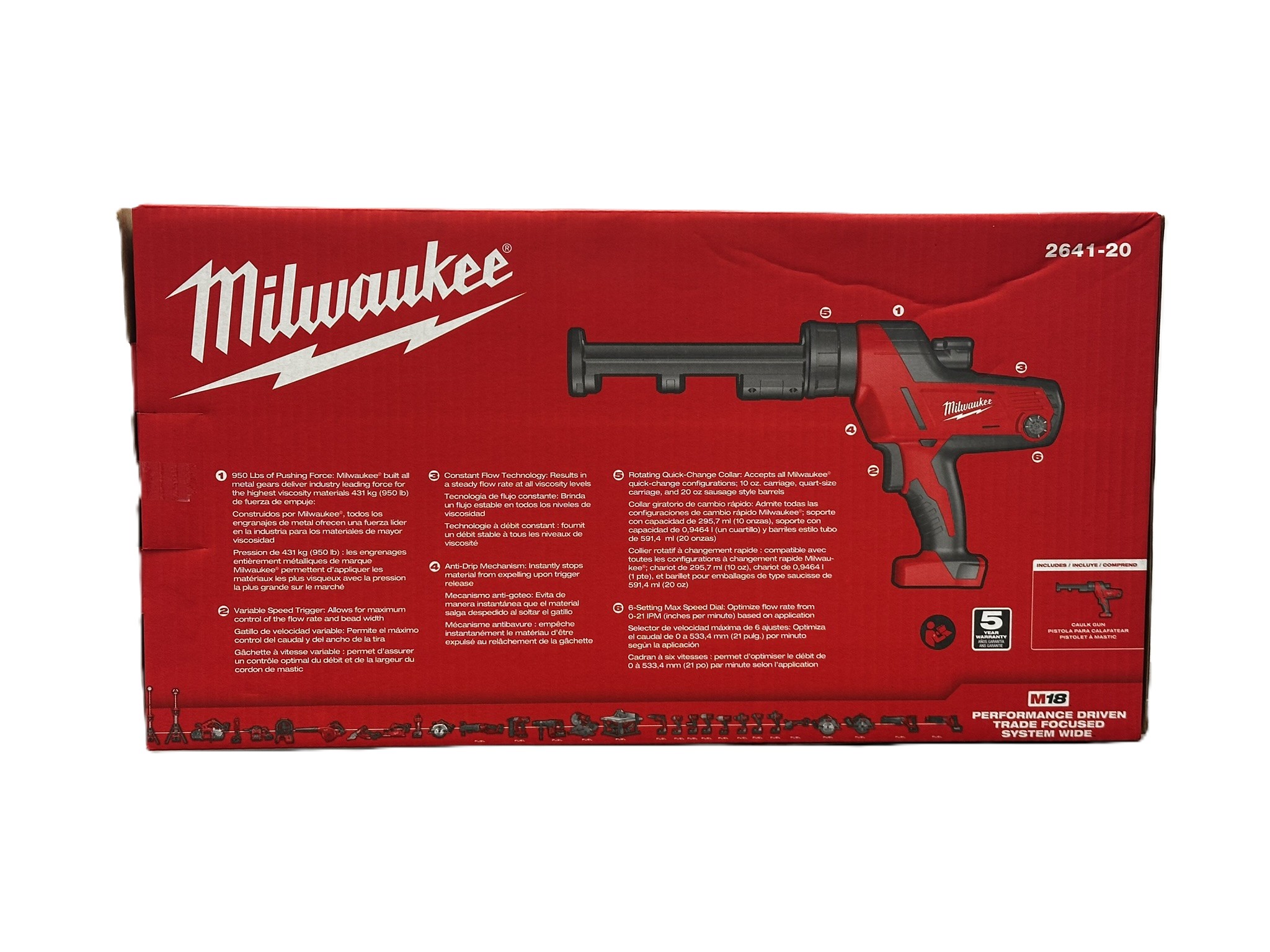 Milwaukee 2641-20 M18 18V Caulk and Adhesive Gun - Gallery 6