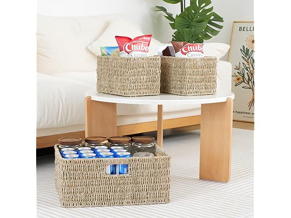 JS HANGER Set of 3 Natural Wicker Storage Baskets